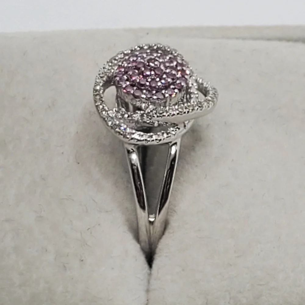 Stunning Purple/white Diamond Swirl Ring